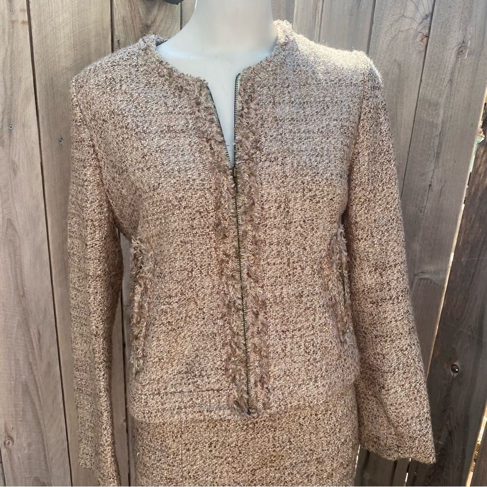 Gerard Darel beige wool blend tweet cropped jacket size FR 42 US 10